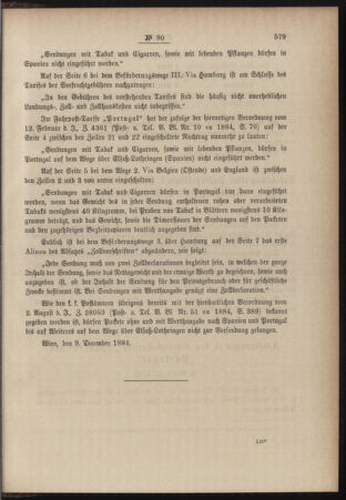 Post- und Telegraphen-Verordnungsblatt für das Verwaltungsgebiet des K.-K. Handelsministeriums 18841218 Seite: 3