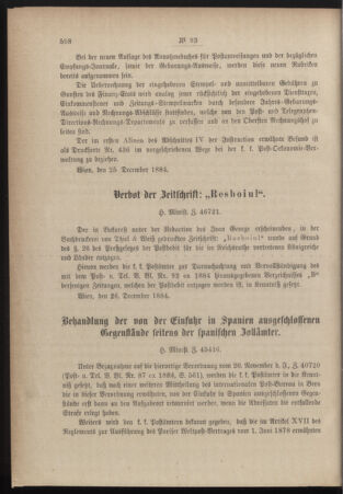 Post- und Telegraphen-Verordnungsblatt für das Verwaltungsgebiet des K.-K. Handelsministeriums 18841230 Seite: 2