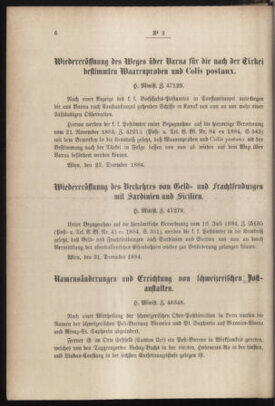 Post- und Telegraphen-Verordnungsblatt für das Verwaltungsgebiet des K.-K. Handelsministeriums 18850112 Seite: 2