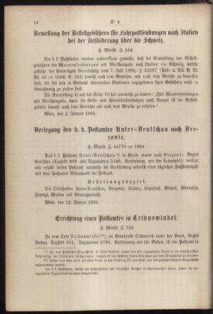 Post- und Telegraphen-Verordnungsblatt für das Verwaltungsgebiet des K.-K. Handelsministeriums 18850119 Seite: 2