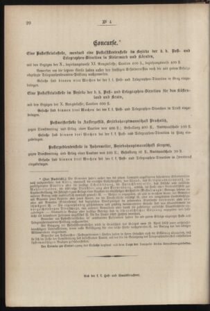 Post- und Telegraphen-Verordnungsblatt für das Verwaltungsgebiet des K.-K. Handelsministeriums 18850119 Seite: 4