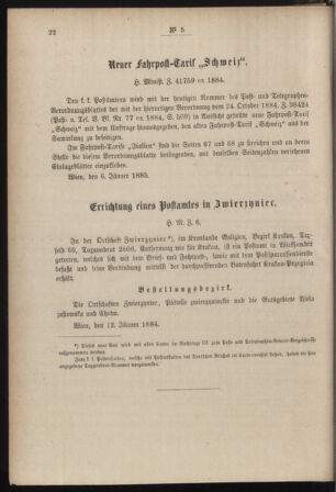 Post- und Telegraphen-Verordnungsblatt für das Verwaltungsgebiet des K.-K. Handelsministeriums 18850126 Seite: 2