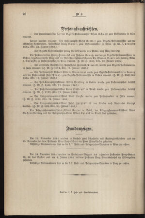 Post- und Telegraphen-Verordnungsblatt für das Verwaltungsgebiet des K.-K. Handelsministeriums 18850129 Seite: 4