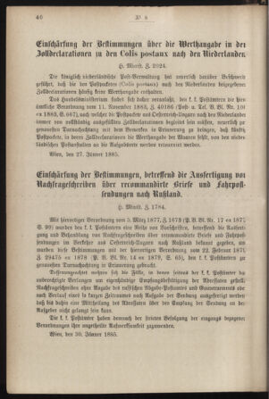 Post- und Telegraphen-Verordnungsblatt für das Verwaltungsgebiet des K.-K. Handelsministeriums 18850206 Seite: 2