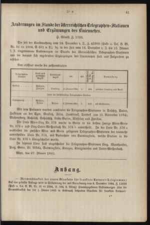 Post- und Telegraphen-Verordnungsblatt für das Verwaltungsgebiet des K.-K. Handelsministeriums 18850206 Seite: 3