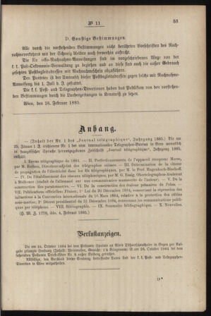 Post- und Telegraphen-Verordnungsblatt für das Verwaltungsgebiet des K.-K. Handelsministeriums 18850218 Seite: 3