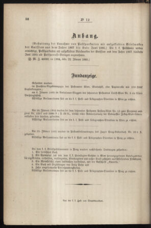 Post- und Telegraphen-Verordnungsblatt für das Verwaltungsgebiet des K.-K. Handelsministeriums 18850220 Seite: 4