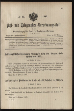 Post- und Telegraphen-Verordnungsblatt für das Verwaltungsgebiet des K.-K. Handelsministeriums