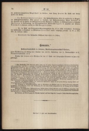 Post- und Telegraphen-Verordnungsblatt für das Verwaltungsgebiet des K.-K. Handelsministeriums 18850227 Seite: 8