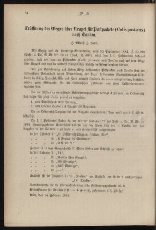 Post- und Telegraphen-Verordnungsblatt für das Verwaltungsgebiet des K.-K. Handelsministeriums 18850310 Seite: 2