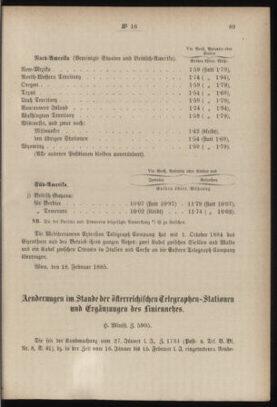 Post- und Telegraphen-Verordnungsblatt für das Verwaltungsgebiet des K.-K. Handelsministeriums 18850310 Seite: 7