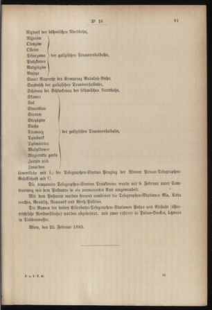 Post- und Telegraphen-Verordnungsblatt für das Verwaltungsgebiet des K.-K. Handelsministeriums 18850310 Seite: 9