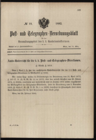 Post- und Telegraphen-Verordnungsblatt für das Verwaltungsgebiet des K.-K. Handelsministeriums