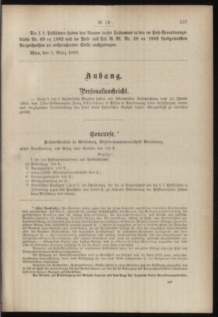 Post- und Telegraphen-Verordnungsblatt für das Verwaltungsgebiet des K.-K. Handelsministeriums 18850315 Seite: 3