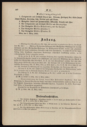 Post- und Telegraphen-Verordnungsblatt für das Verwaltungsgebiet des K.-K. Handelsministeriums 18850323 Seite: 2