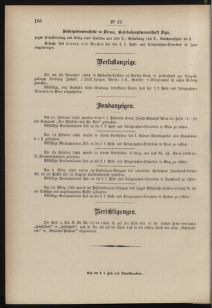 Post- und Telegraphen-Verordnungsblatt für das Verwaltungsgebiet des K.-K. Handelsministeriums 18850328 Seite: 8