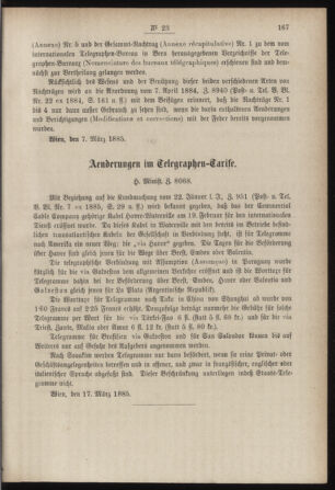 Post- und Telegraphen-Verordnungsblatt für das Verwaltungsgebiet des K.-K. Handelsministeriums 18850402 Seite: 5