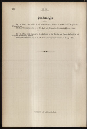 Post- und Telegraphen-Verordnungsblatt für das Verwaltungsgebiet des K.-K. Handelsministeriums 18850414 Seite: 12