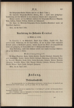 Post- und Telegraphen-Verordnungsblatt für das Verwaltungsgebiet des K.-K. Handelsministeriums 18850430 Seite: 3