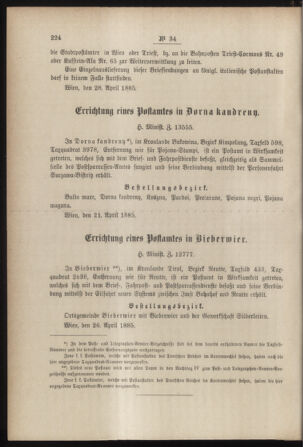 Post- und Telegraphen-Verordnungsblatt für das Verwaltungsgebiet des K.-K. Handelsministeriums 18850511 Seite: 2