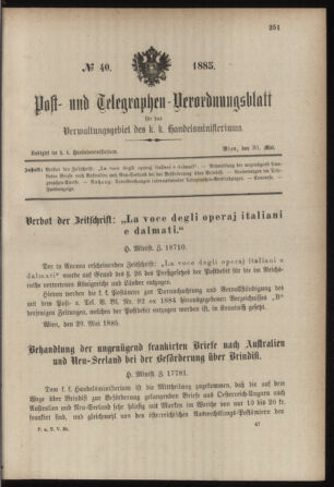 Post- und Telegraphen-Verordnungsblatt für das Verwaltungsgebiet des K.-K. Handelsministeriums