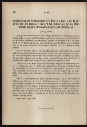 Post- und Telegraphen-Verordnungsblatt für das Verwaltungsgebiet des K.-K. Handelsministeriums 18850611 Seite: 2