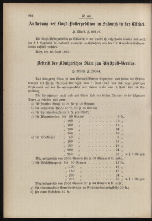 Post- und Telegraphen-Verordnungsblatt für das Verwaltungsgebiet des K.-K. Handelsministeriums 18850622 Seite: 4