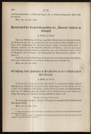 Post- und Telegraphen-Verordnungsblatt für das Verwaltungsgebiet des K.-K. Handelsministeriums 18850622 Seite: 6