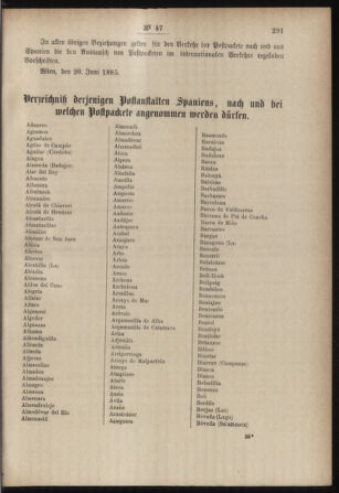 Post- und Telegraphen-Verordnungsblatt für das Verwaltungsgebiet des K.-K. Handelsministeriums 18850627 Seite: 3