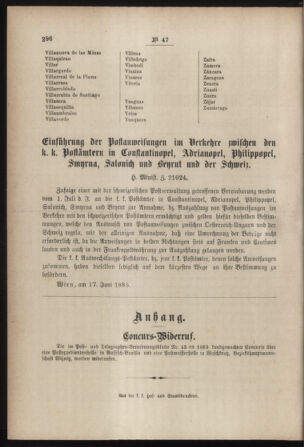 Post- und Telegraphen-Verordnungsblatt für das Verwaltungsgebiet des K.-K. Handelsministeriums 18850627 Seite: 8