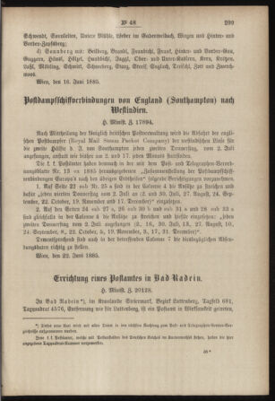 Post- und Telegraphen-Verordnungsblatt für das Verwaltungsgebiet des K.-K. Handelsministeriums 18850630 Seite: 3