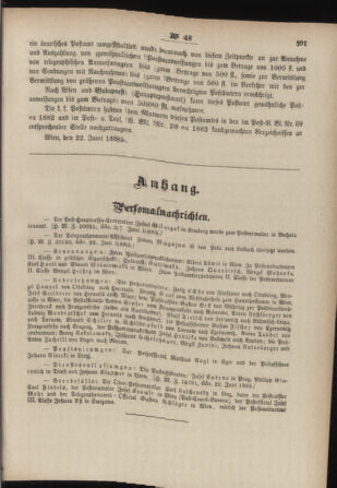 Post- und Telegraphen-Verordnungsblatt für das Verwaltungsgebiet des K.-K. Handelsministeriums 18850630 Seite: 5