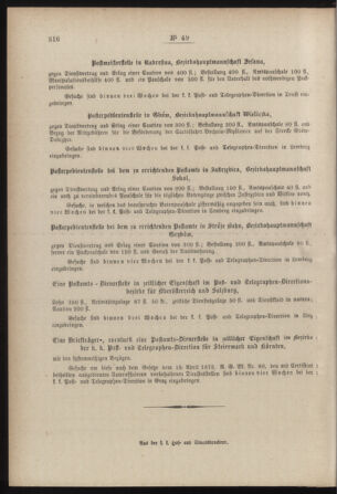 Post- und Telegraphen-Verordnungsblatt für das Verwaltungsgebiet des K.-K. Handelsministeriums 18850702 Seite: 12