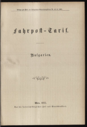 Post- und Telegraphen-Verordnungsblatt für das Verwaltungsgebiet des K.-K. Handelsministeriums 18850702 Seite: 15