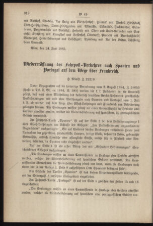 Post- und Telegraphen-Verordnungsblatt für das Verwaltungsgebiet des K.-K. Handelsministeriums 18850702 Seite: 6