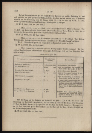 Post- und Telegraphen-Verordnungsblatt für das Verwaltungsgebiet des K.-K. Handelsministeriums 18850702 Seite: 8