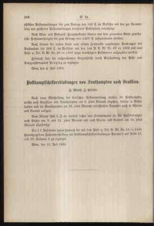 Post- und Telegraphen-Verordnungsblatt für das Verwaltungsgebiet des K.-K. Handelsministeriums 18850716 Seite: 2