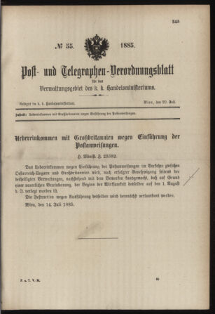 Post- und Telegraphen-Verordnungsblatt für das Verwaltungsgebiet des K.-K. Handelsministeriums