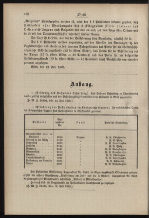 Post- und Telegraphen-Verordnungsblatt für das Verwaltungsgebiet des K.-K. Handelsministeriums 18850722 Seite: 2