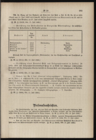 Post- und Telegraphen-Verordnungsblatt für das Verwaltungsgebiet des K.-K. Handelsministeriums 18850724 Seite: 5