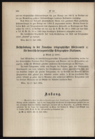 Post- und Telegraphen-Verordnungsblatt für das Verwaltungsgebiet des K.-K. Handelsministeriums 18850729 Seite: 2