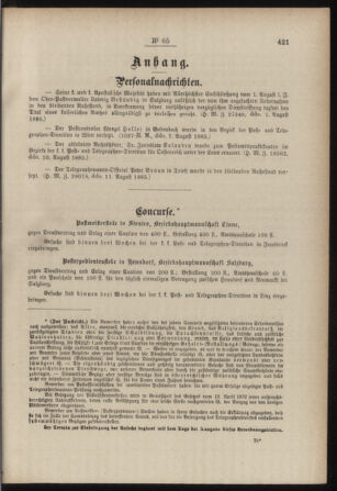 Post- und Telegraphen-Verordnungsblatt für das Verwaltungsgebiet des K.-K. Handelsministeriums 18850822 Seite: 3