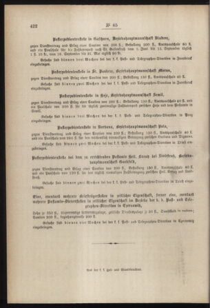 Post- und Telegraphen-Verordnungsblatt für das Verwaltungsgebiet des K.-K. Handelsministeriums 18850822 Seite: 4