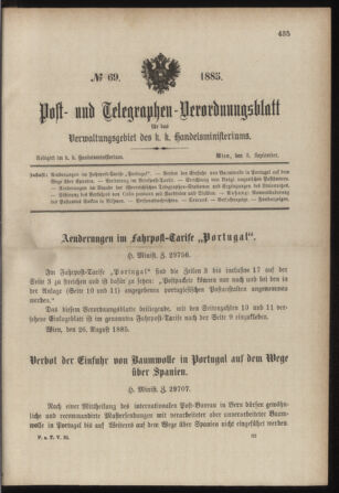 Post- und Telegraphen-Verordnungsblatt für das Verwaltungsgebiet des K.-K. Handelsministeriums