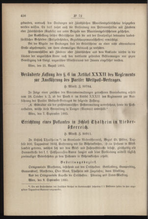 Post- und Telegraphen-Verordnungsblatt für das Verwaltungsgebiet des K.-K. Handelsministeriums 18850915 Seite: 2