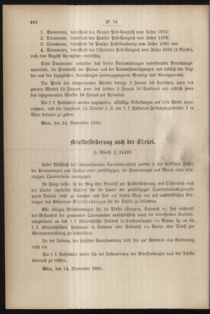 Post- und Telegraphen-Verordnungsblatt für das Verwaltungsgebiet des K.-K. Handelsministeriums 18850924 Seite: 2