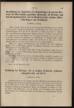 Post- und Telegraphen-Verordnungsblatt für das Verwaltungsgebiet des K.-K. Handelsministeriums 18850924 Seite: 3