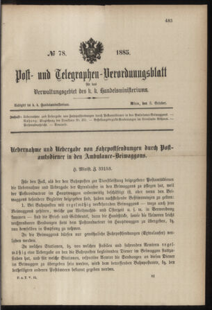 Post- und Telegraphen-Verordnungsblatt für das Verwaltungsgebiet des K.-K. Handelsministeriums