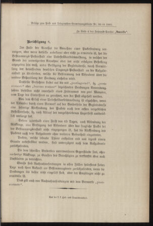 Post- und Telegraphen-Verordnungsblatt für das Verwaltungsgebiet des K.-K. Handelsministeriums 18851018 Seite: 19