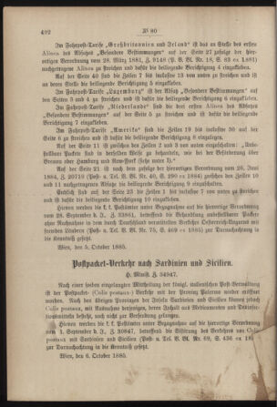 Post- und Telegraphen-Verordnungsblatt für das Verwaltungsgebiet des K.-K. Handelsministeriums 18851018 Seite: 2